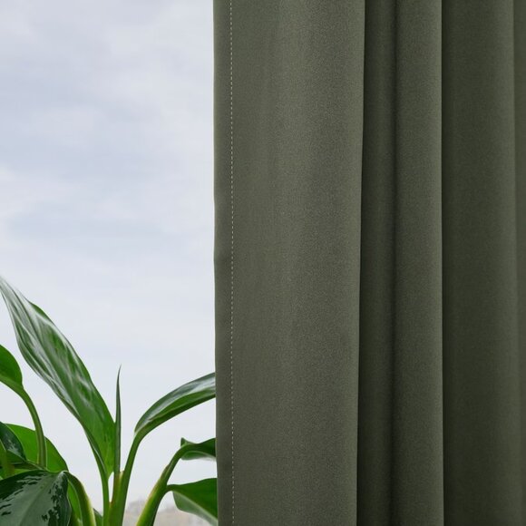 IKEA MAJGULL Black-out Curtains, 1 Pair, Dark Green Olive, 57x84 505.910.00 New - Picture 2 of 6